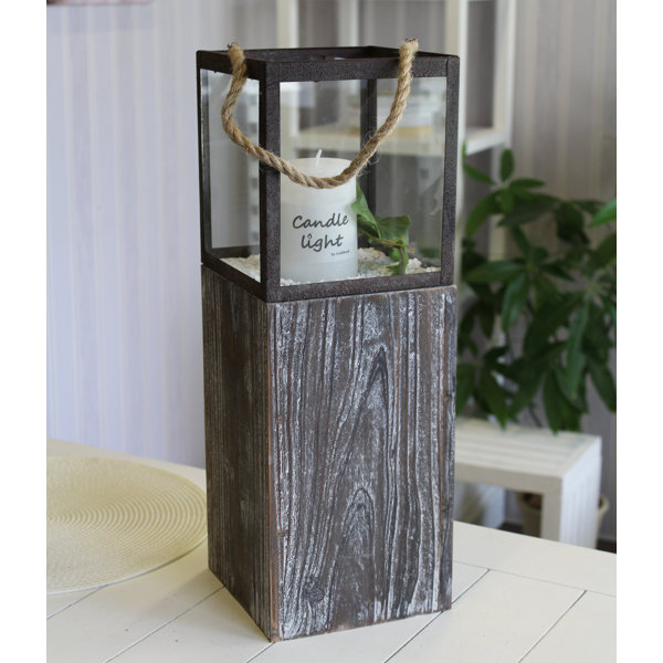 House of Hampton Windlicht aus Holz und Metall | Wayfair.de